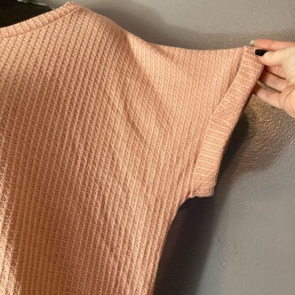 BiBi Blush Pink Short Sleeve waffle knit top - Picture 4 of 6